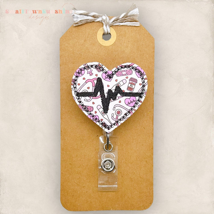 Pink EKG Badge Topper