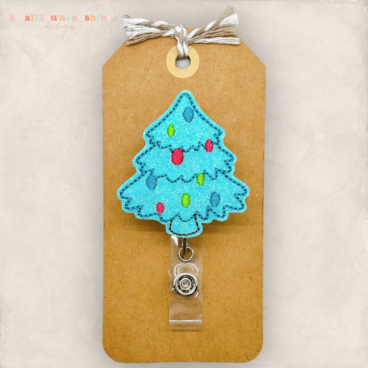 Teal Christmas Tree Badge Topper