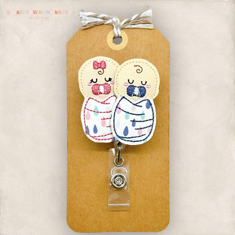 Pretty Pastel Double Babies Badge Topper