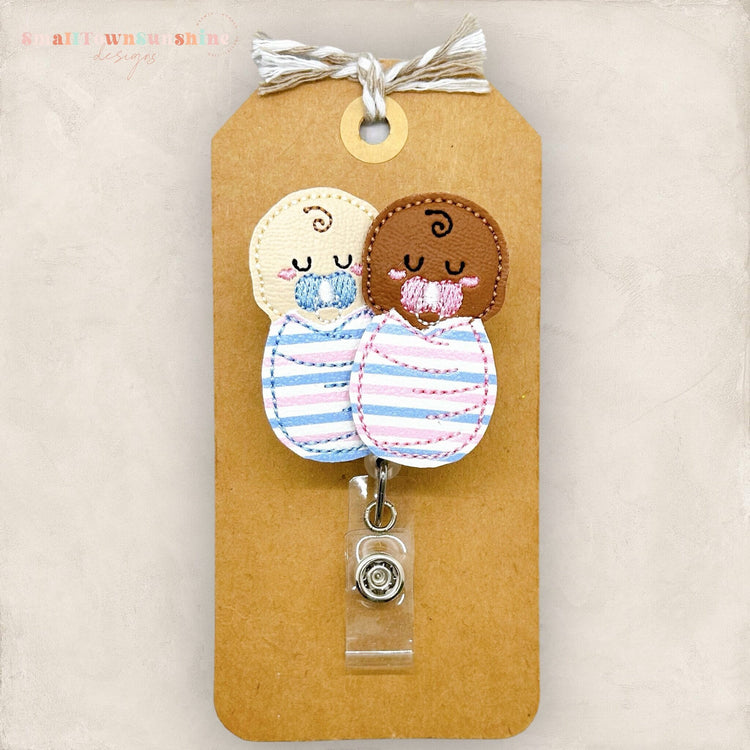 Diverse Newborn Babies Badge Reel, Swaddled Baby Badge Reel, L & D Badge Clip, Daycare Lanyard, Coworker Gift, Retractable ID Badge Holder