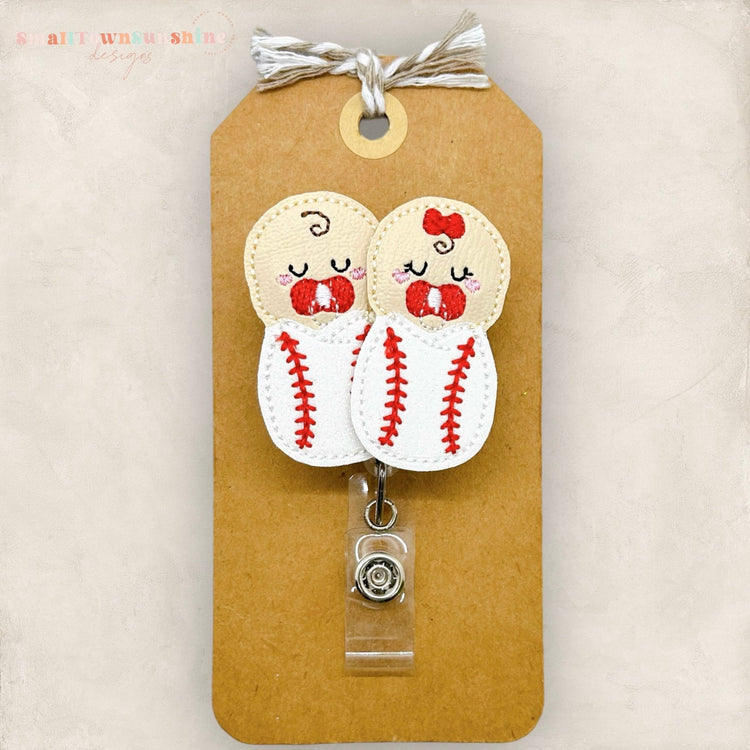 Swaddled Baseball Babies Badge Topper