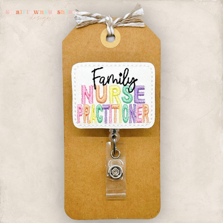 Family Nurse Practitioner Badge Reel, FNP Badge Reel, Nurse Badge Holder, Medical Lanyard, Coworker Gift, Retractable ID Holder | GLITTER