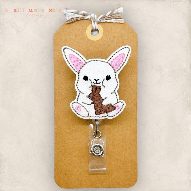 Bunny Eating Chocolate Badge Topper