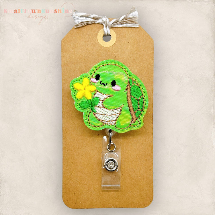 Turtle with Flower Badge Topper