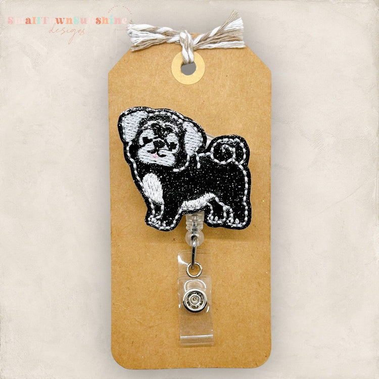 Black Pug Badge Topper