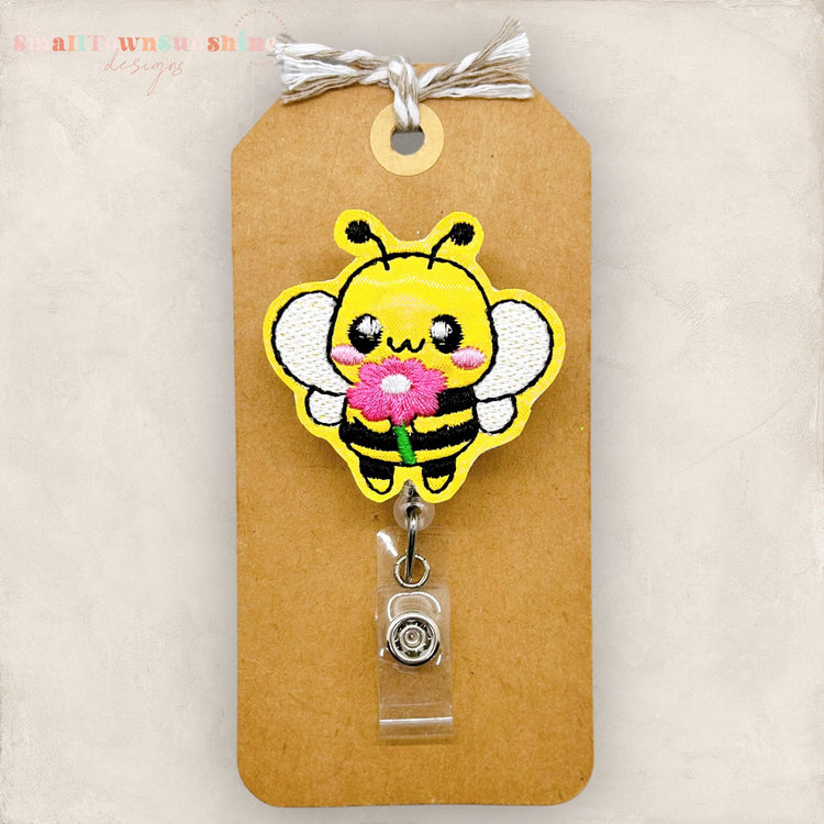 Bee with Flower Badge Topper