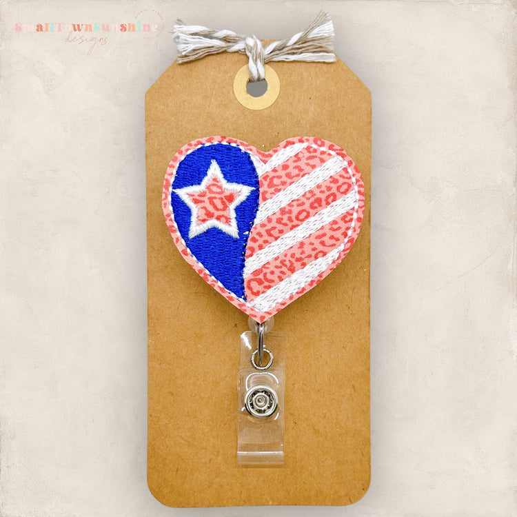 Leopard Flag Heart Badge Topper