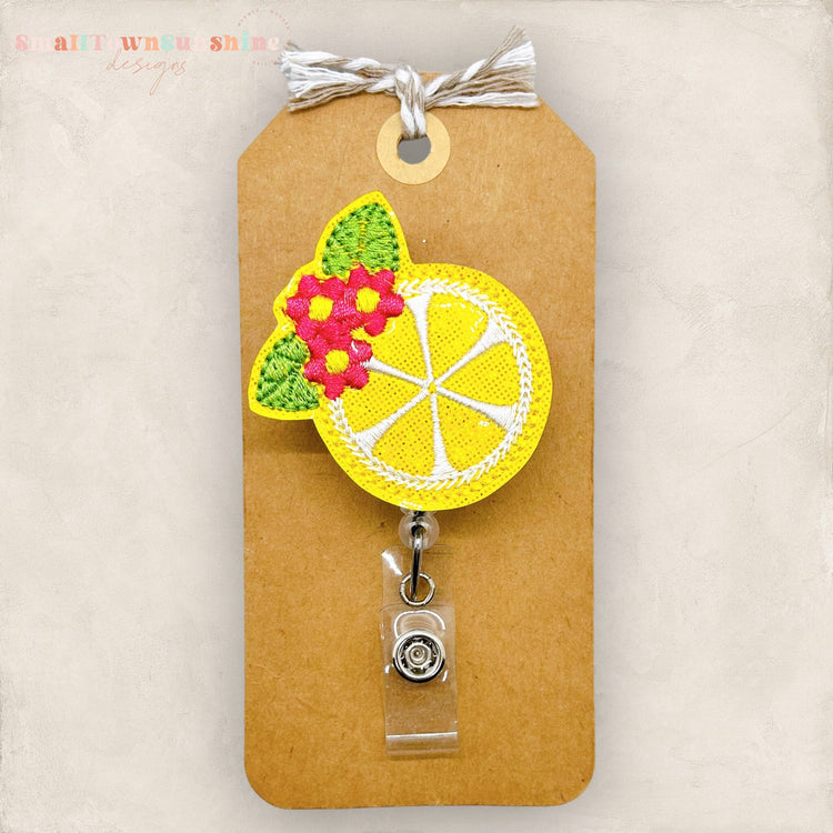 Floral Lemon Slice Badge Topper