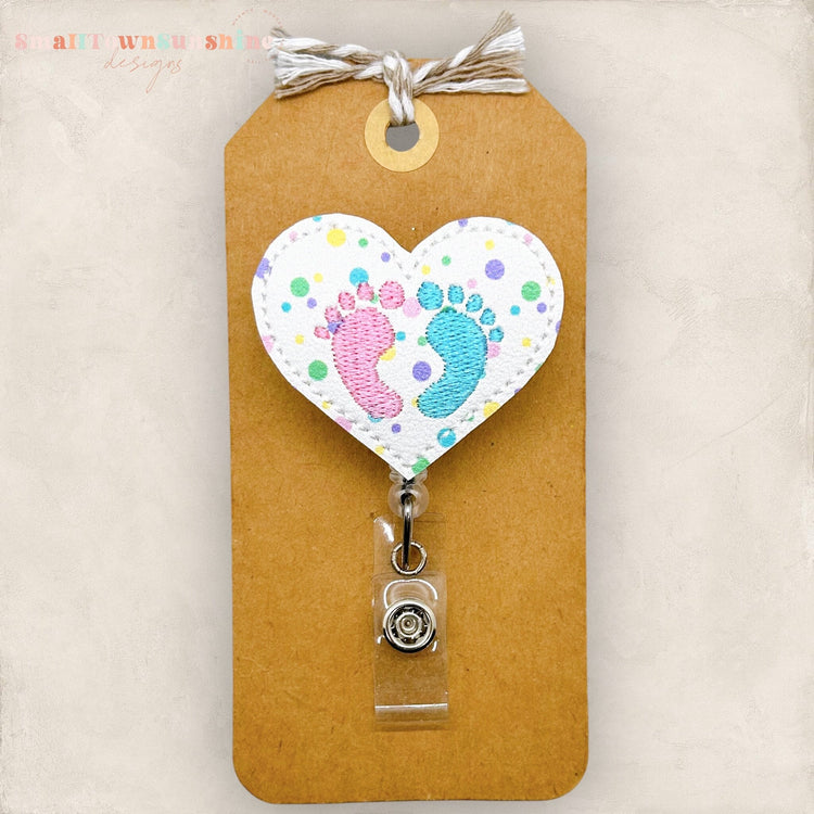 Pink & Blue Baby Feet Badge Topper