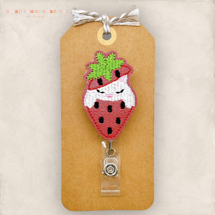 Strawberry Cat Badge Topper