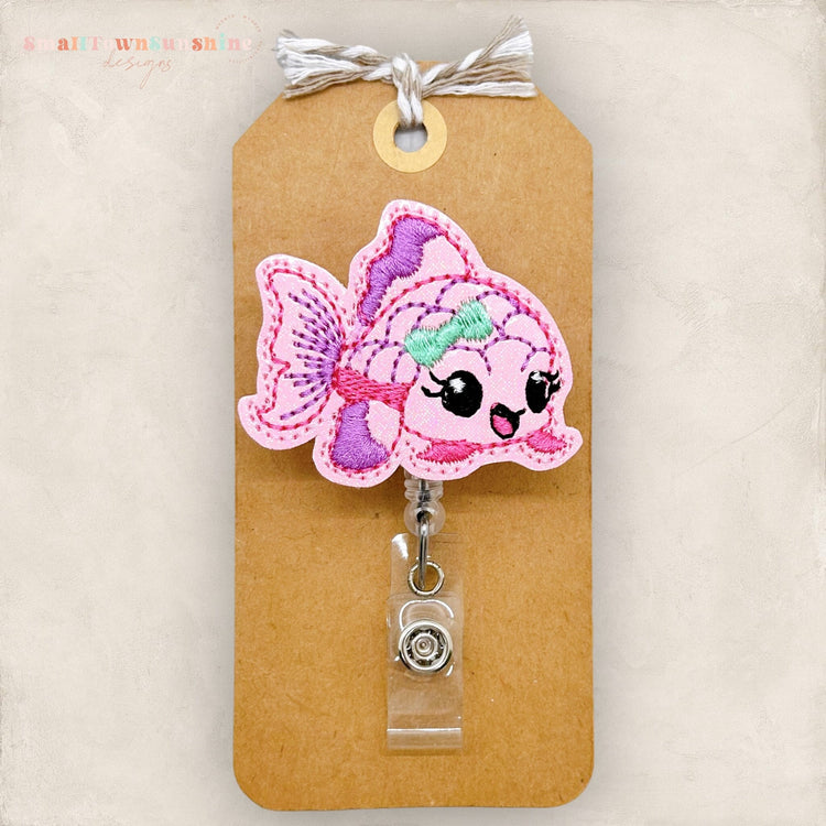 Pretty Pink Fish Badge Topper