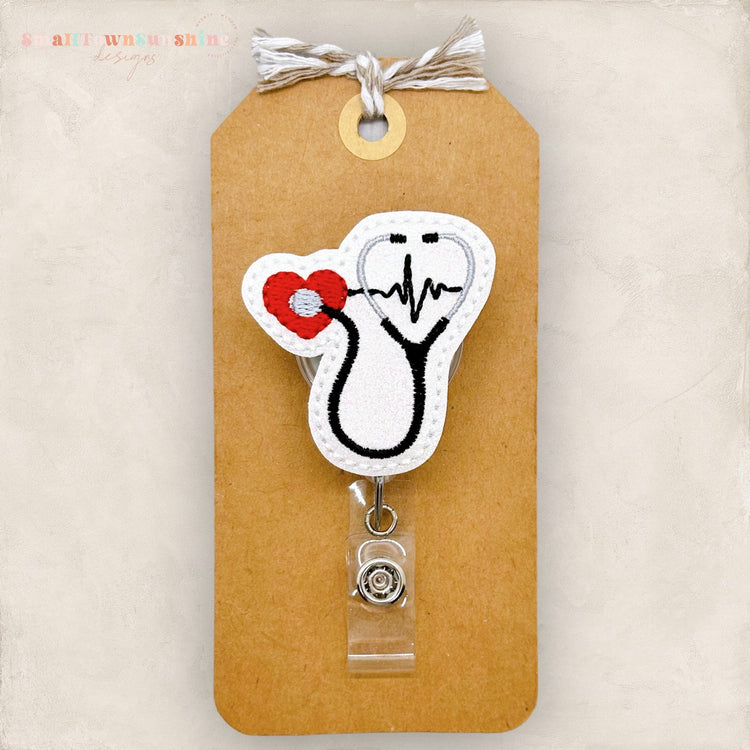 Heartbeat Stethoscope Badge Topper