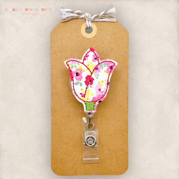 Pink Floral Tulip Badge Topper