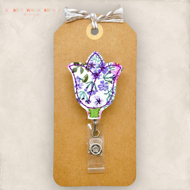 Purple Floral Tulip Badge Topper