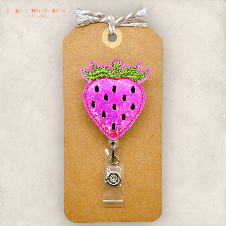 Pink Strawberry Badge Topper