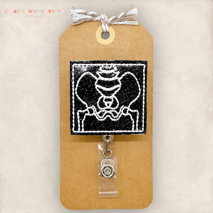 pelvis xray embroidered badge reel