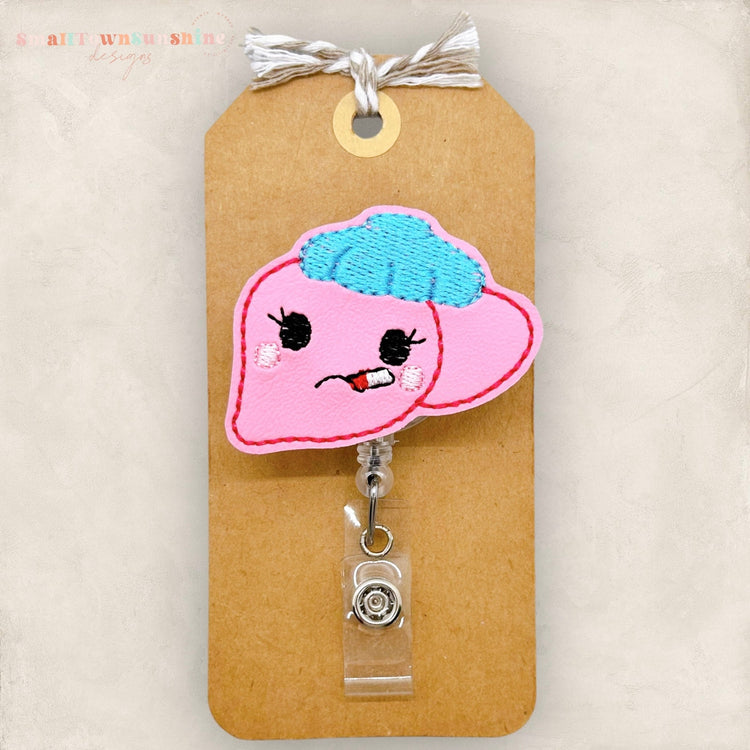 sick liver embroidered badge reel