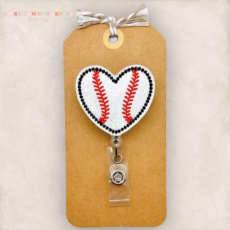 baseball heart badge reel