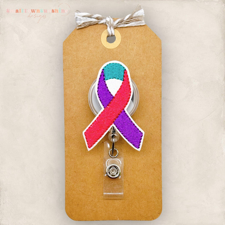 thyroid cancer awareness ribbon badge reel