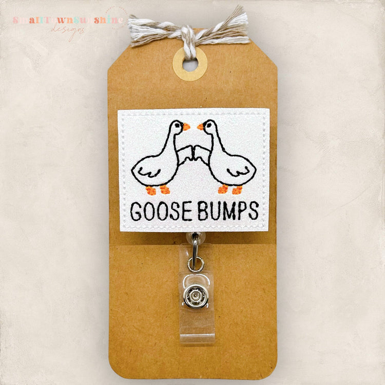 goose bumps badge reel
