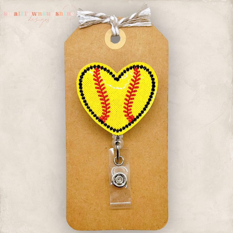 softball badge reel