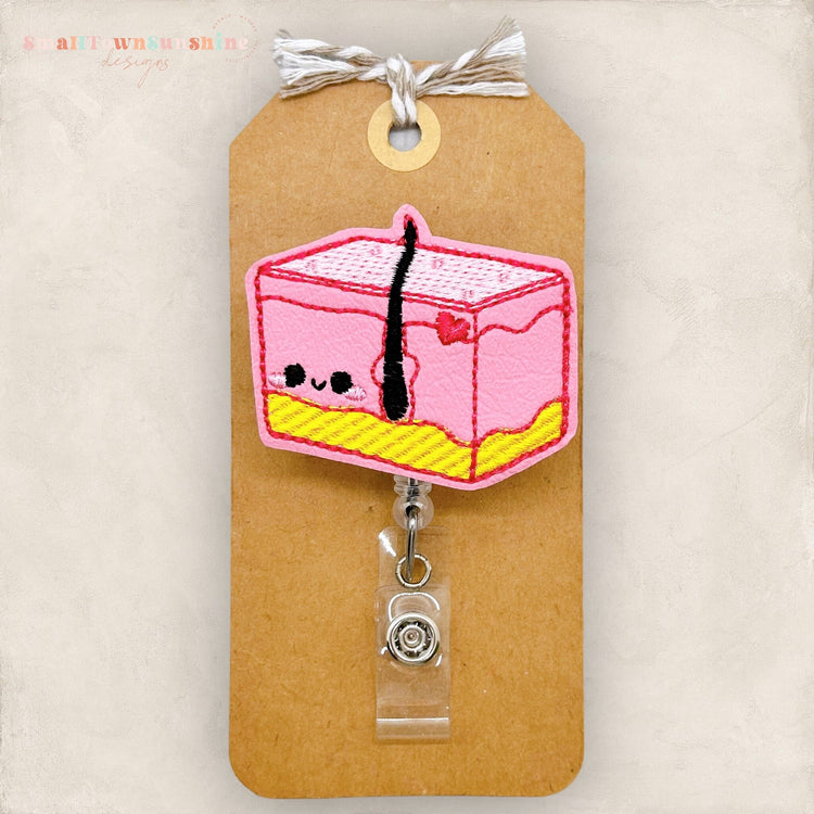 skin layers with hair follicle badge reel