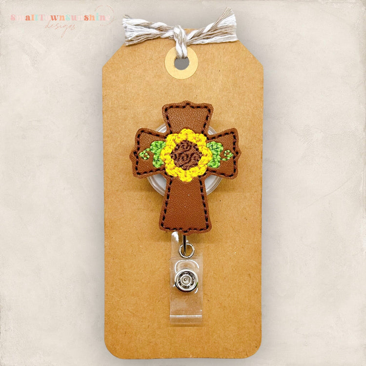 Sunflower Harvest Cross Badge Topper