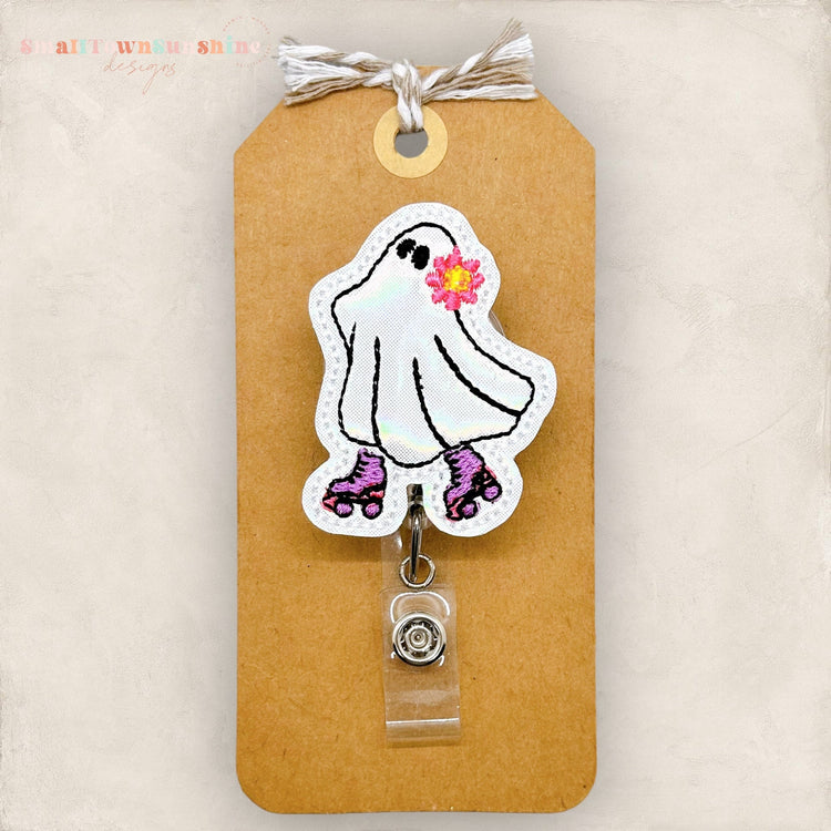 Roller Skating Ghost Badge Topper