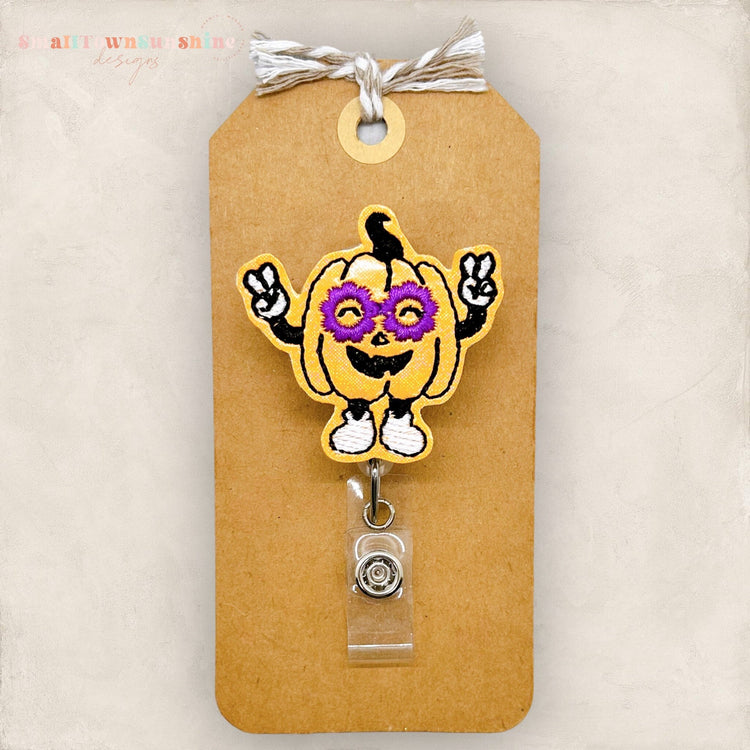 Retro Peace Pumpkin Badge Topper