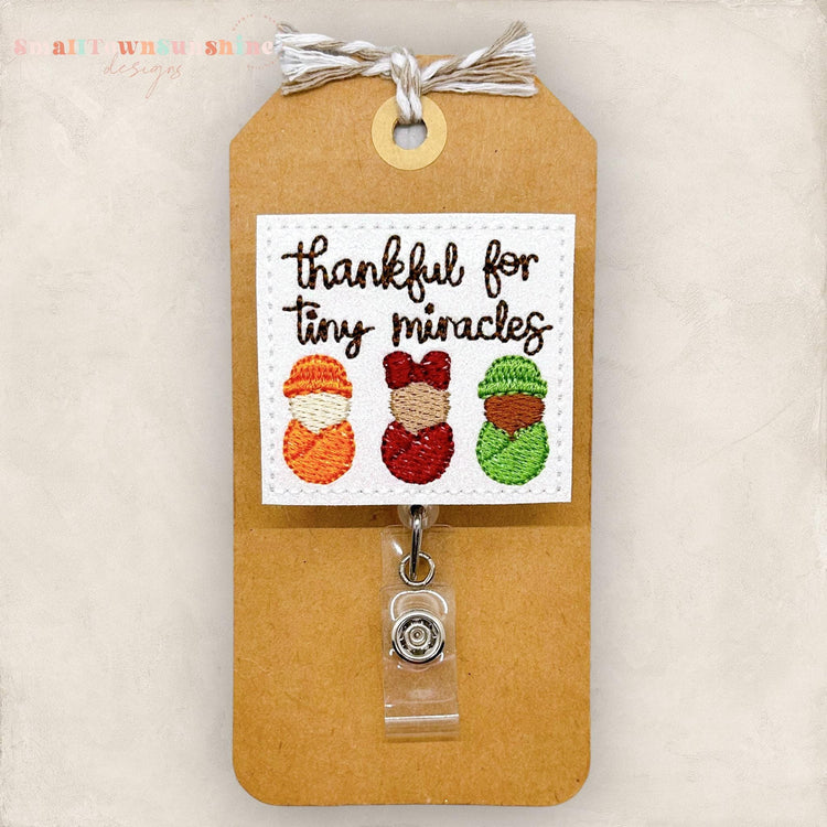 Thankful for Tiny Miracles Badge Topper