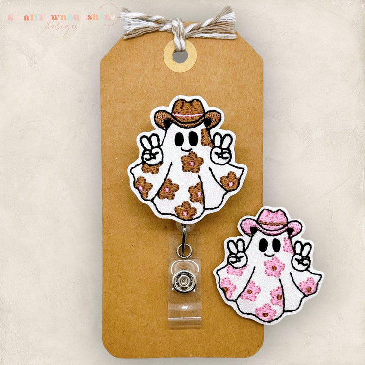 Floral Cowgirl Ghost Badge Topper
