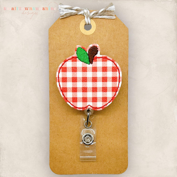 plaid apple badge reel