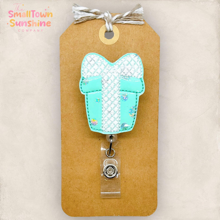 birthday present gift box embroidered badge reel topper