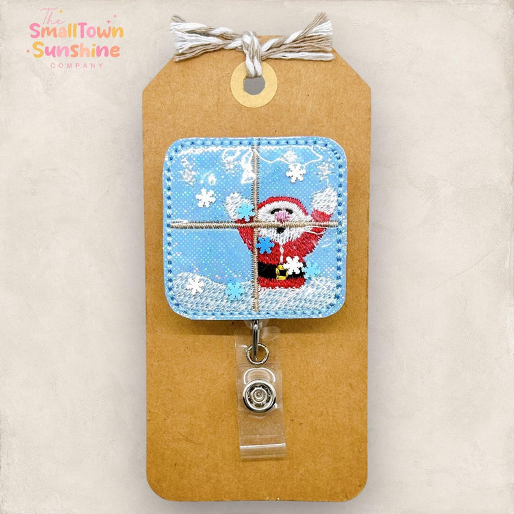 Snowy Santa Window Shaker Badge Topper