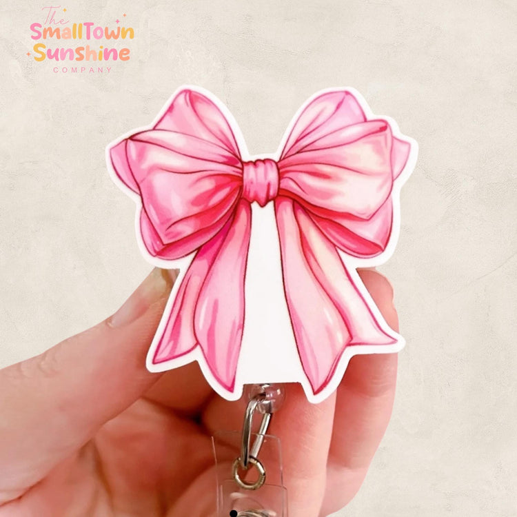 Pink Coquette Bow Badge Topper