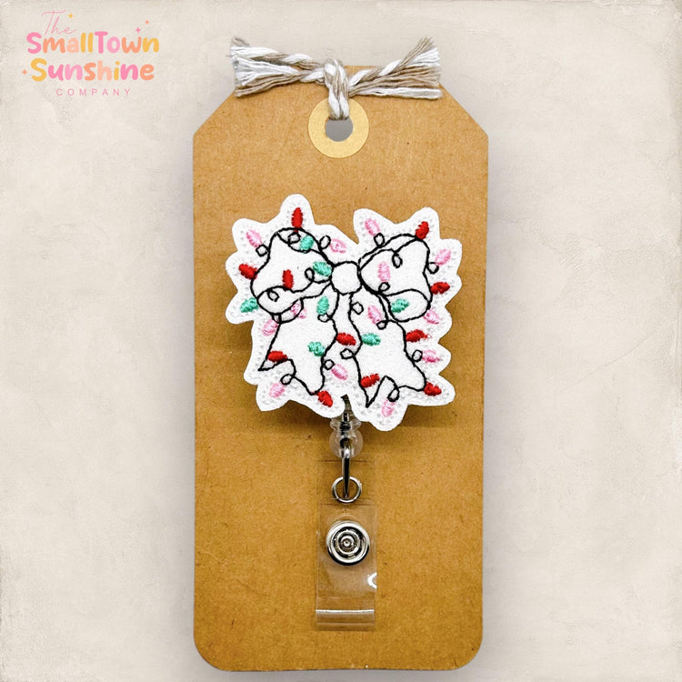 Christmas Lights Bow Badge Topper