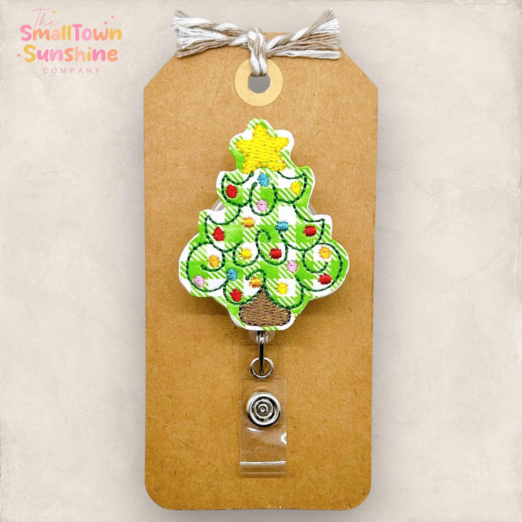Plaid Christmas Tree Badge Topper