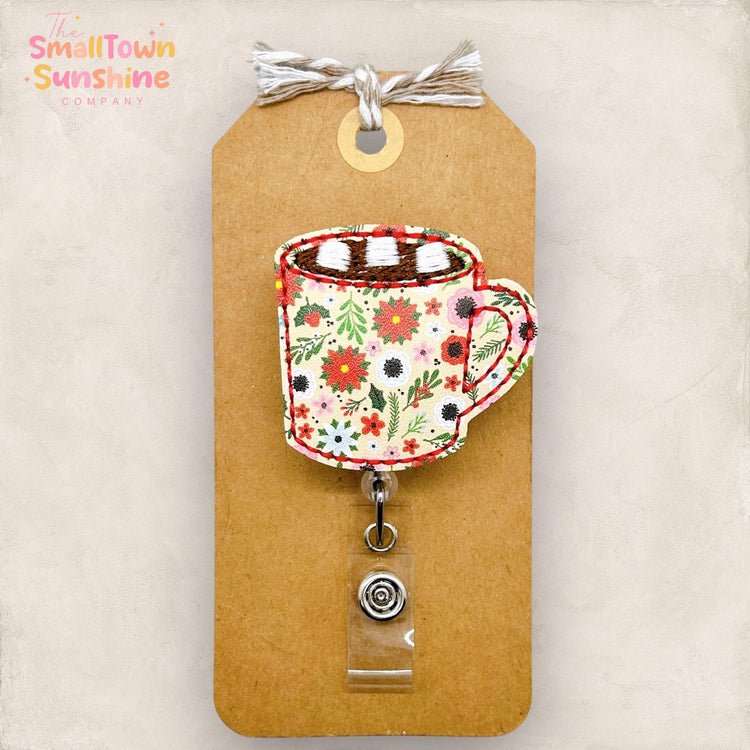 Floral Christmas Cocoa Mug Badge Topper