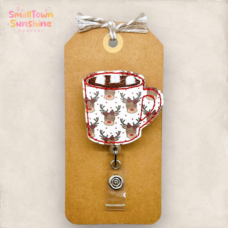 Christmas Reindeer Cocoa Mug Badge Topper