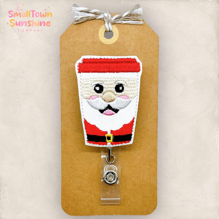 Santa Coffee Cup Badge Topper