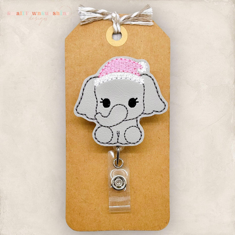 Pink Santa Elephant Badge Topper