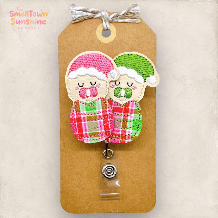 Plaid Christmas Babies Badge Topper