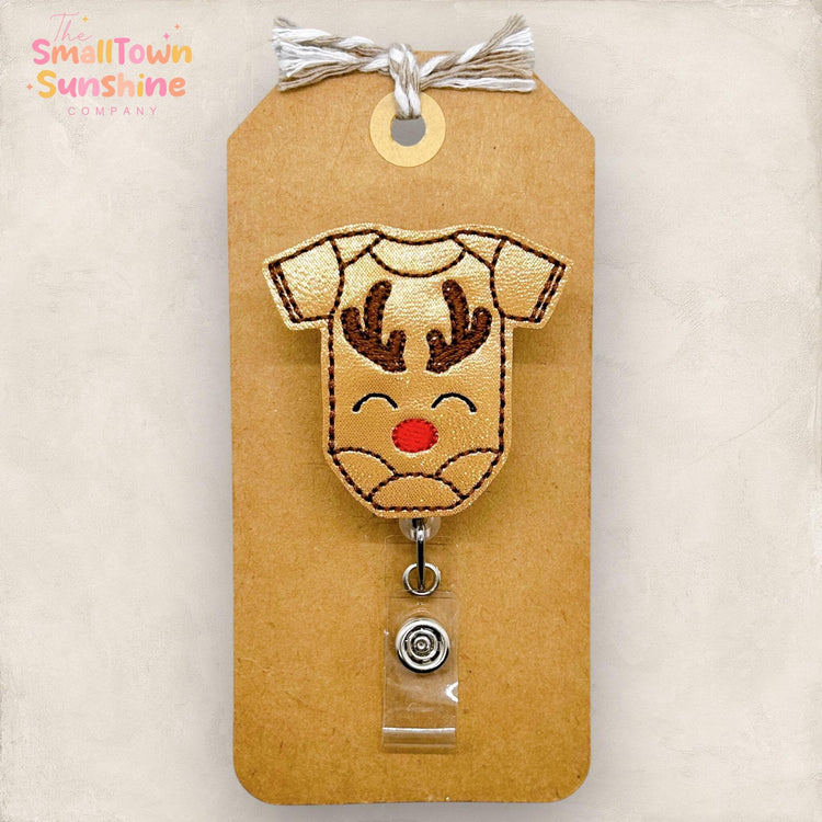 Reindeer Baby Bodysuit Badge Topper