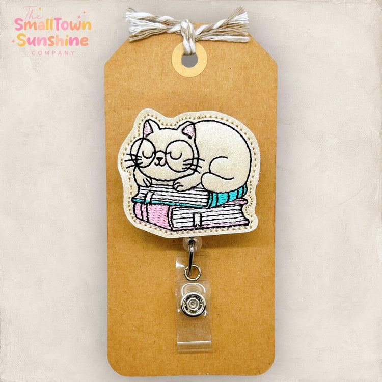 Cat on Books Badge Topper