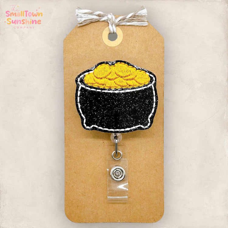 embroidered badge reel topper