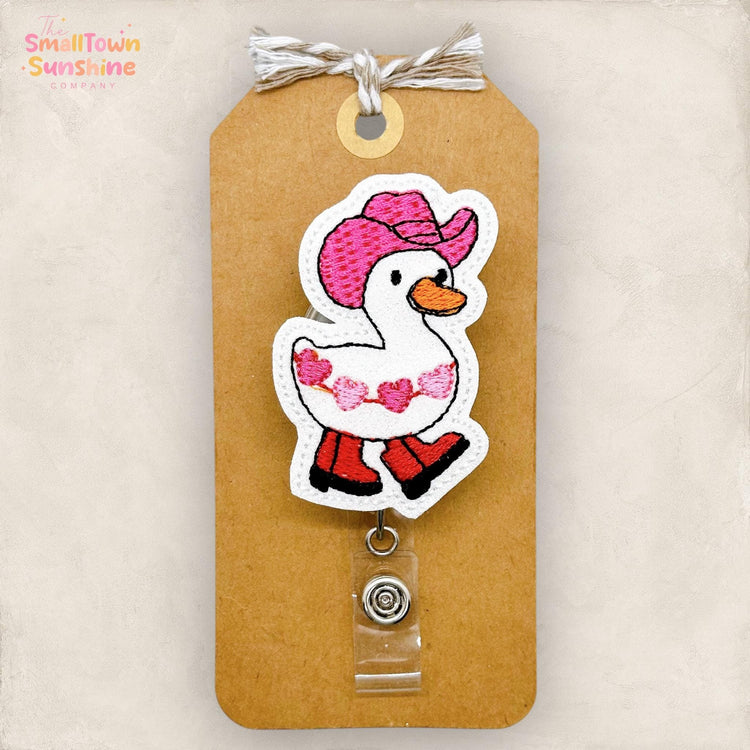 embroidered valentine badge reel topper