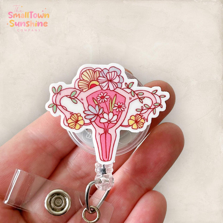 Floral Uterus Badge Topper