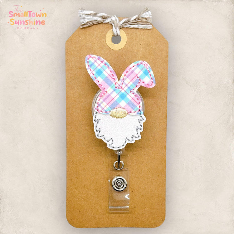 Plaid Bunny Gnome Badge Topper