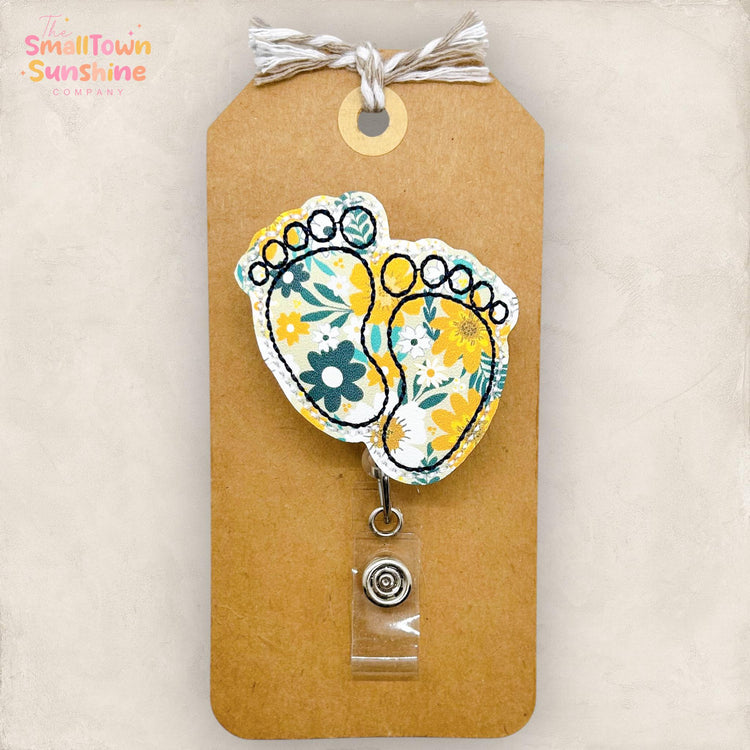 Floral Baby Feet Badge Topper