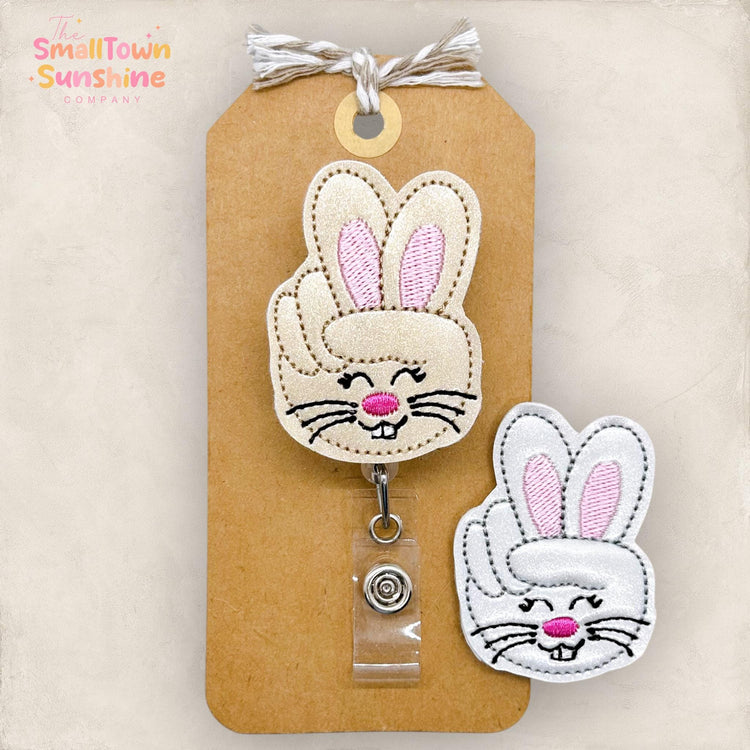 Peace Finger Bunny Badge Topper